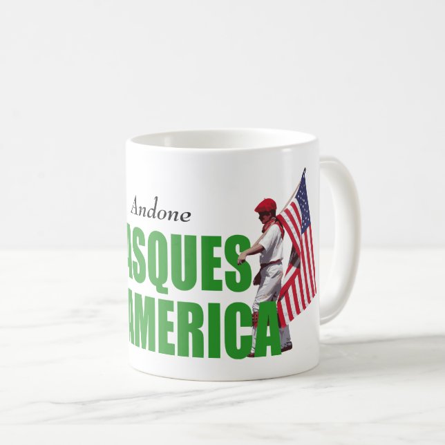 Personalize text, modern Basques in America logo: Coffee Mug (Front Right)