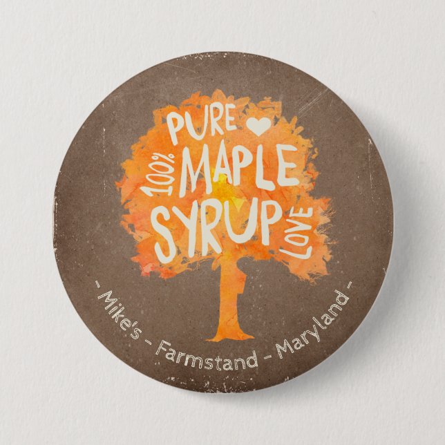 Personalize Text On Maple Syrup Tree Button (Front)