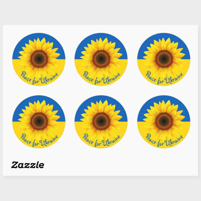 Personalize Text Ukraine Sunflower Yellow Blue Cla Classic Round Sticker (Sheet)