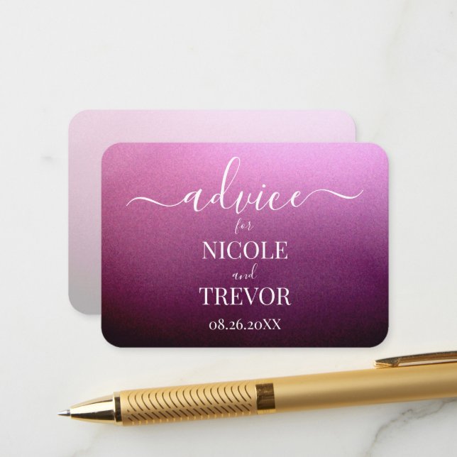 Personalize: Texturized Shadow Wedding Advice Card (Front/Back In Situ)