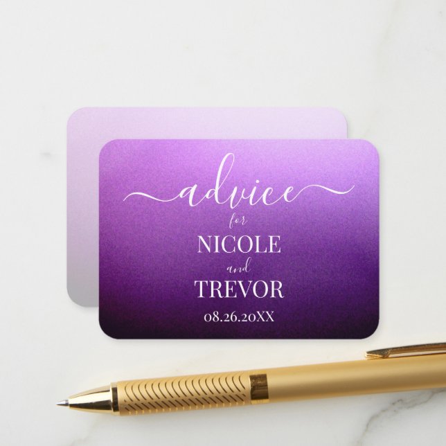 Personalize: Texturized Shadow Wedding Advice Card (Front/Back In Situ)