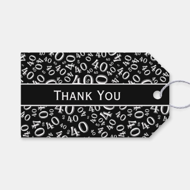 Personalize:  "Thank you" 40th Birthday Gift Tag (Front (Horizontal))