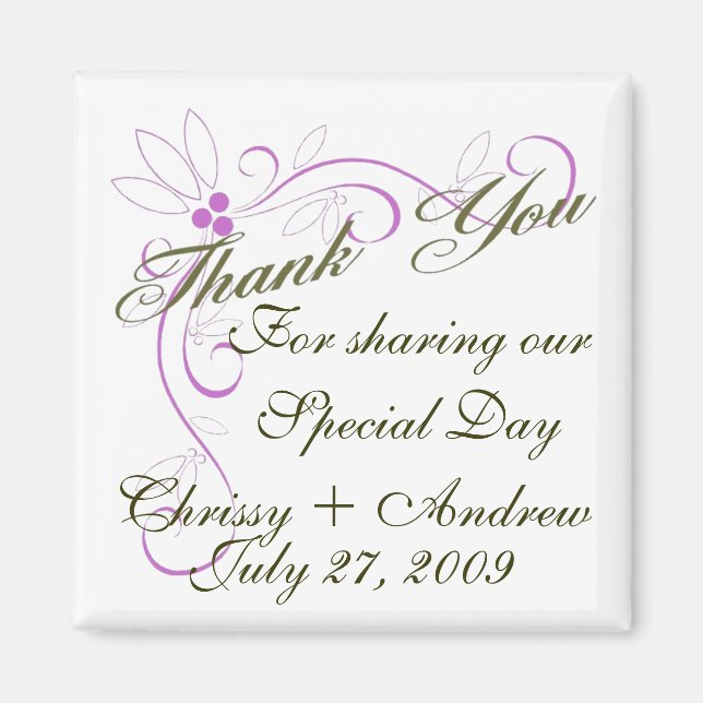 Personalize Thank You Wedding Favour Magnet (Front)