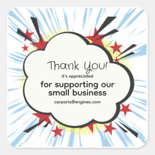 Personalize "Thank You" with "zappy" background Square Sticker