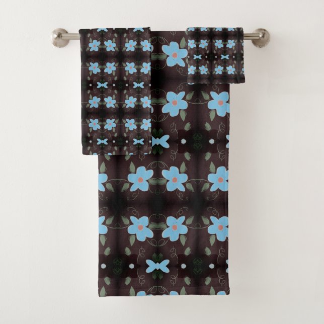 Personalize The Blue Flowers to Any Colour Bath Towel Set (Insitu)