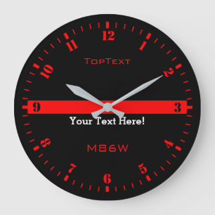 Personalize The Thin Red Line with 3 Text Lines Large Clock