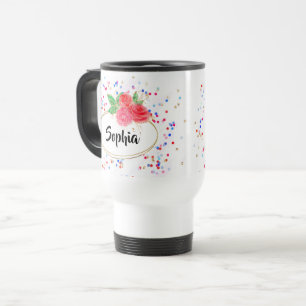 Personalize Thermal Tumb glitter rose, custom name Travel Mug