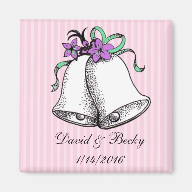 Personalize these Pink Wedding Favour Magnets (Front)