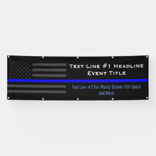 Personalize Thin Blue Line USA Flag Medium Display Banner