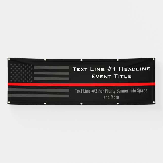 Personalize Thin Red Line USA Flag Medium Display Banner (Horizontal)