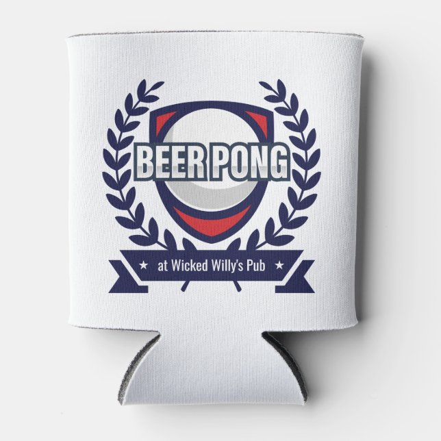 Personalize This Beer Pong Logo Can Cooler (Front)