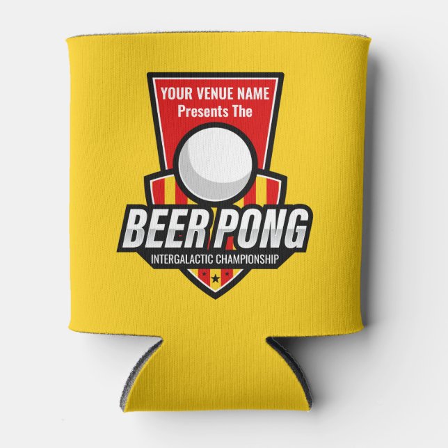 Personalize This Beer Pong Logo Can Cooler (Front)