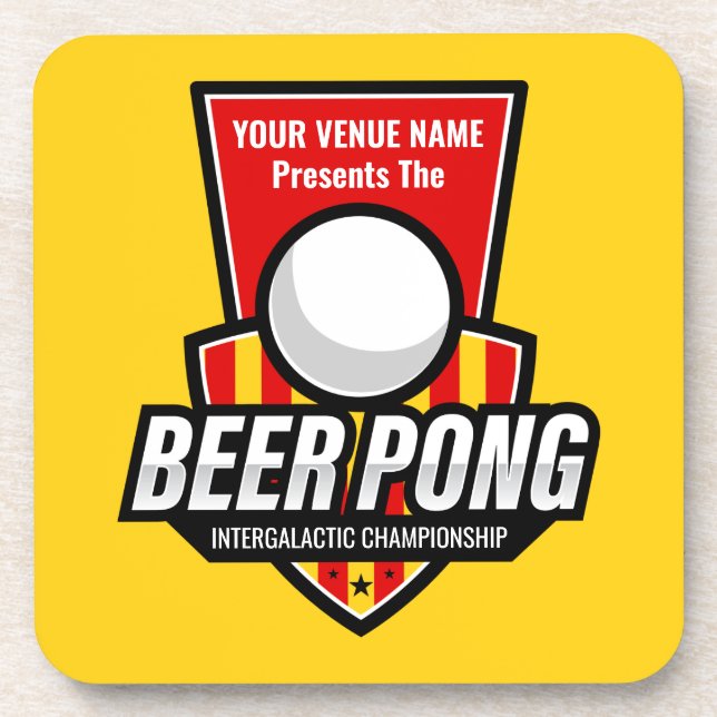 Personalize This Beer Pong Logo Coaster (Front)