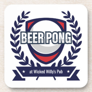 Personalize This Beer Pong Logo Coaster