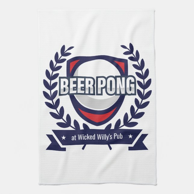 Personalize This Beer Pong Logo Kitchen Towel (Vertical)