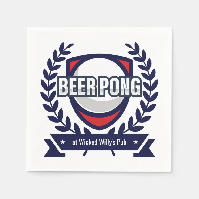 Personalize This Beer Pong Logo Napkin (Front)
