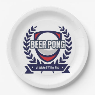 Personalize This Beer Pong Logo Paper Plate