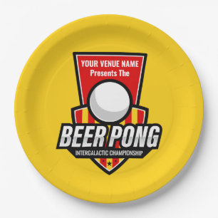 Personalize This Beer Pong Logo Paper Plate