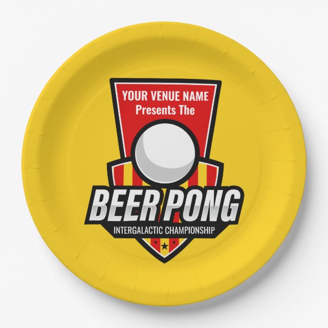 Personalize This Beer Pong Logo Paper Plate (Front)
