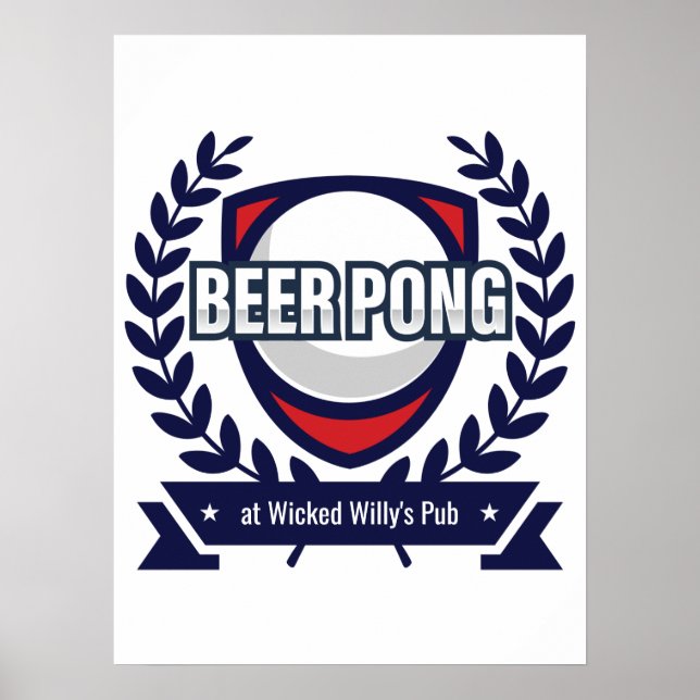 Personalize This Beer Pong Logo Poster (Front)