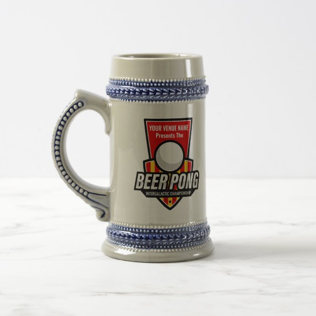 Personalize This Beer Pong Logo Stein (Left)