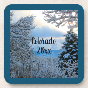 Personalize this Colorado Snowy Winter Scene Coaster