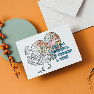 Personalize this Colouring Thanksgiving Turkey Postcard