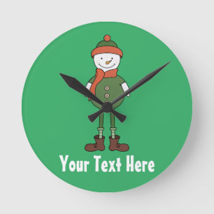 Personalize this Cool Snowman Round Clock