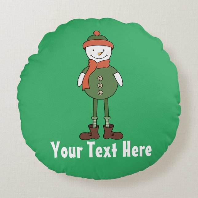 Personalize this Cool Snowman Round Pillow (Front)