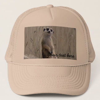 Personalize this cute meerkat trucker hat