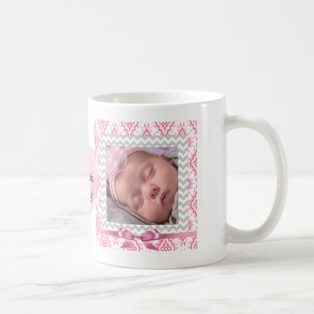Personalize this cute Pink Framed Photos Heart Coffee Mug (Right)