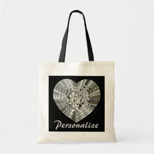 Personalize This Diamond Heart Tote Bag