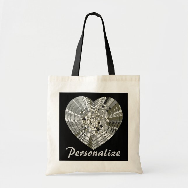 Personalize This Diamond Heart Tote Bag (Front)