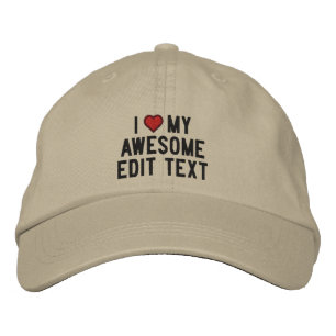 Personalize This ! Edit Text I love Embroidered Hat