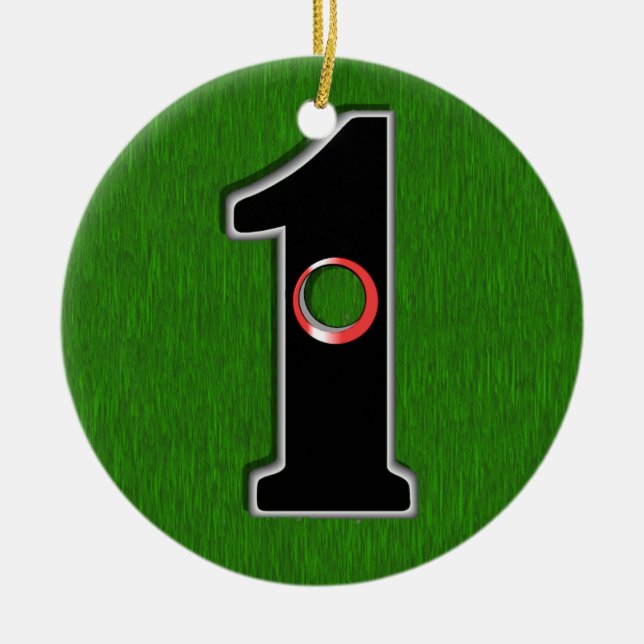 Personalize this Lucky Golfer Hole in One Design! Ceramic Ornament (Front)