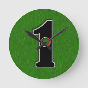 Personalize this Lucky Golfer Hole in One Design! Round Clock