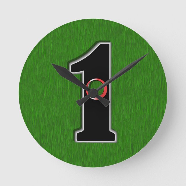 Personalize this Lucky Golfer Hole in One Design! Round Clock (Front)