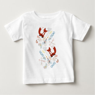 Personalize this Modern Fox Woodland Pattern Baby T-Shirt