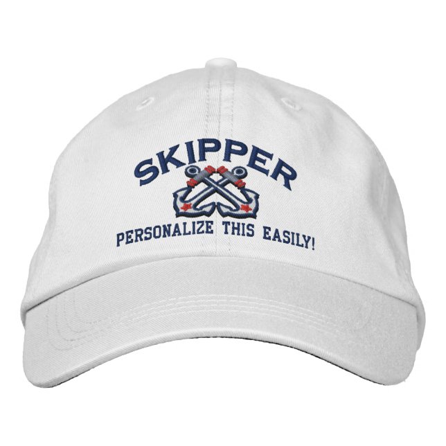 Personalize This Name Location Business Nautical Embroidered Hat (Front)