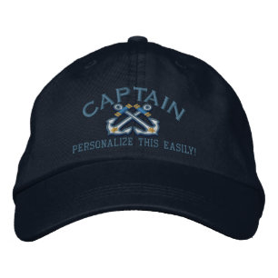 Personalize This Name Location Captain Nautical Embroidered Hat