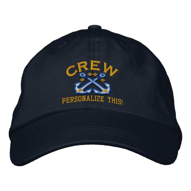 Personalize This Name Location Crew Nautical Embroidered Hat (Front)