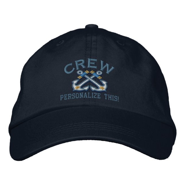 Personalize This Name Location Crew Nautical Embroidered Hat (Front)