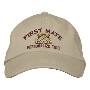Personalize This Name Location First Mate Nautical Embroidered Hat