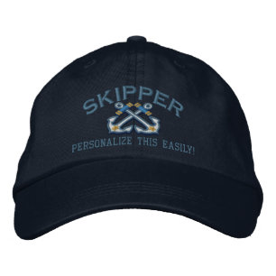 Personalize This Name Location Skipper Nautical Embroidered Hat