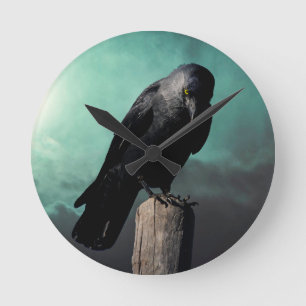 Personalize this Primitive Crow Round Clock