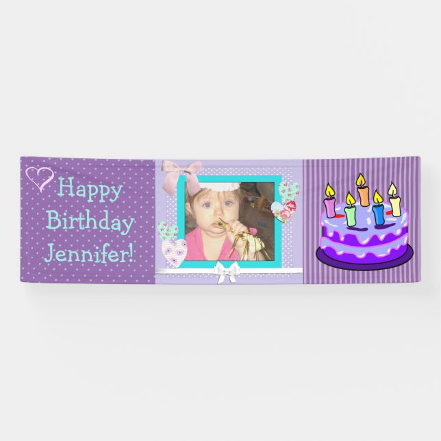 Personalize this Purple Birthday Girl Banner (Horizontal)