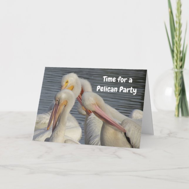 Personalize This Quartet of Pelicans Birthday Card (Front)