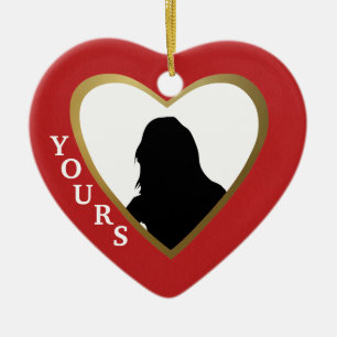 Personalize this Red Love Heart: Yours Ceramic Ornament