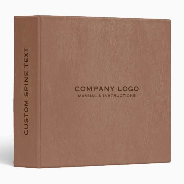Personalize This Simple Brown Faux Leather Texture Binder (Front/Spine)
