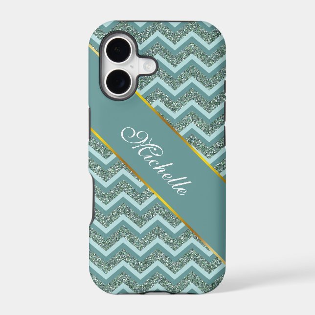 Personalize this Teal Glitter ZigZag (Back)